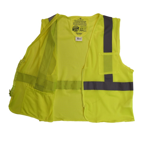 Hi-Vis Econ Cl2 SE Mesh Safety Vst W/Zip-Grn-4X